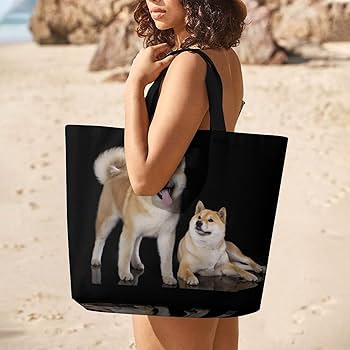 Amazon.co.jp: トートバッグ 柴犬 秋田犬 犬柄 ハンドバッグ
